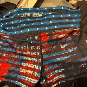 IAB mfg American Flag Patterned workout Shorts
